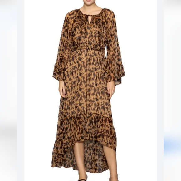 New Mellóday Leopard Print Long Sleeve Dress S - Picture 2 of 6